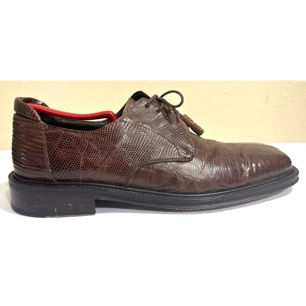 EUC Mezlan Platinum Genuine Lizard Brown Square Toe Dress Shoe-‎ Size 10M